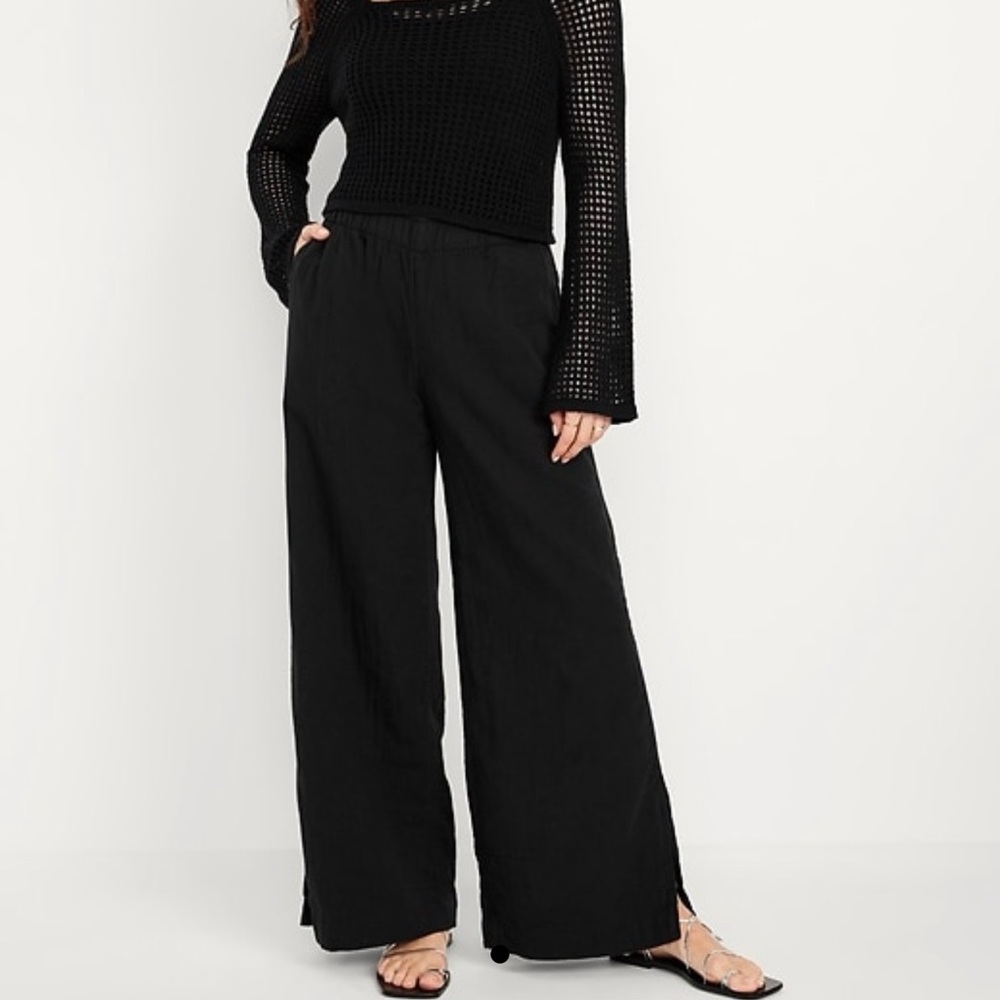 Old Navy Black Gauze Wide-Leg Pants